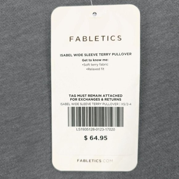 NWT Fabletics Isabel Cute AF Pullover Gray Wide Sleeve Terry Sweatshirt XS - Picture 3 of 8